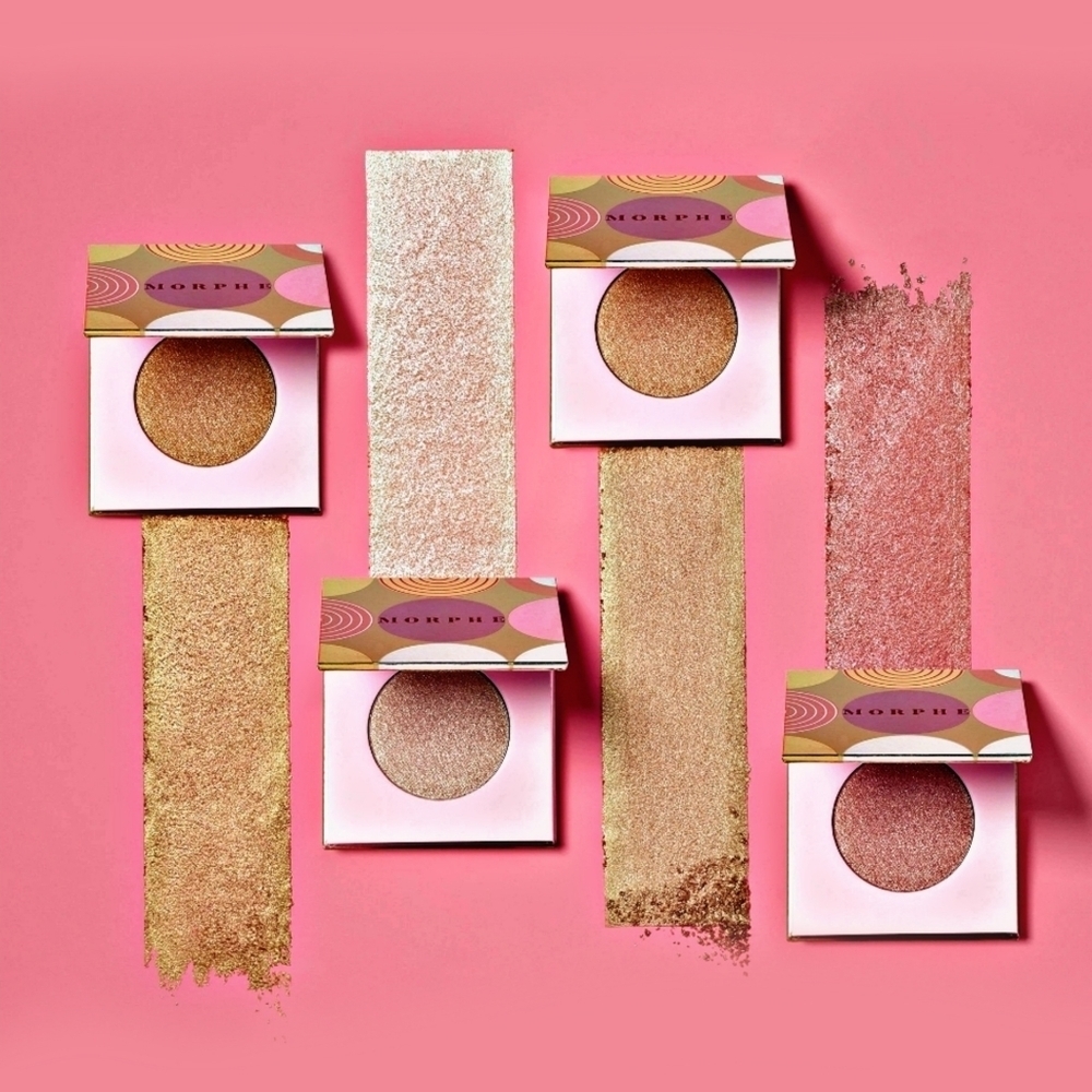 Morphe 2 ✦ Sparkling Bronze Shimmer Highlighter ✦ Pink Compact Eye Face Vegan